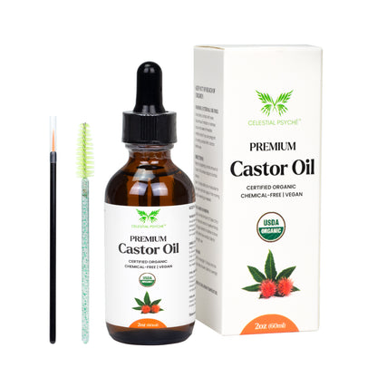 USDA Organic Castor Oil (2 Oz with Essential Bundle - Eyebrow Kit)